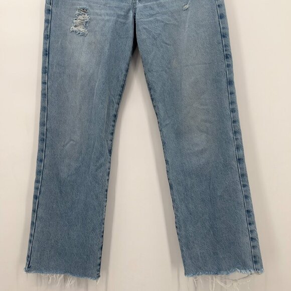 FRAME Le Jane Crop Distressed High-Rise Light wash Straight Jeans Women’s 25 - Picture 3 of 12